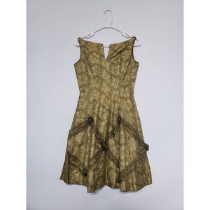 VTG 60s Edna Oliver Womens 9 Dress Sleeveless V Neck Semi Formal Floral  Waikiki